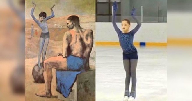 13 yaşındaki Rus artistik patinajcı, gösterisinde Picasso'nun tablosunu canlandırdı