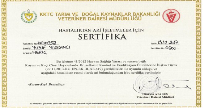 223 çiftlik daha “Hastalıktan Ari” sertifikası aldı