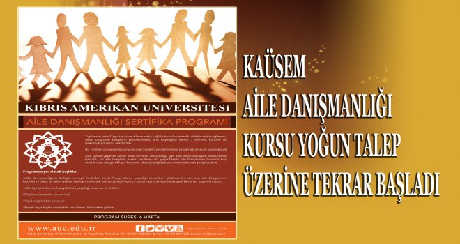 AİLE DANIŞMANLIĞI KURSU YOĞUN TALEP ÜZERİNE TEKRAR BAŞLADI