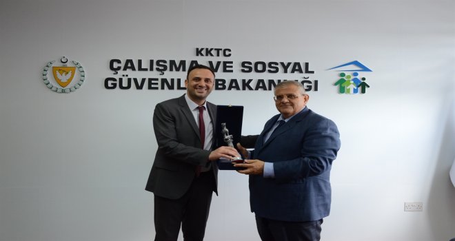 ÇALIŞMA VE SOSYAL GÜVENLİK BAKANI ÇELER, DAÜ REKTÖRÜ OSAM'I KABUL ETTİ