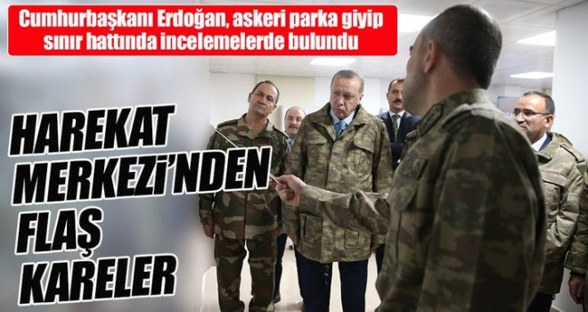Cumhurbaşkanı Erdoğan'ın sınır bölgesindeki incelemelerinden flaş kareler