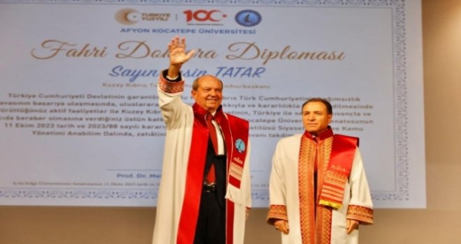 Cumhurbaşkanı Tatar’a Afyonkarahisar’da fahri doktora takdim edildi