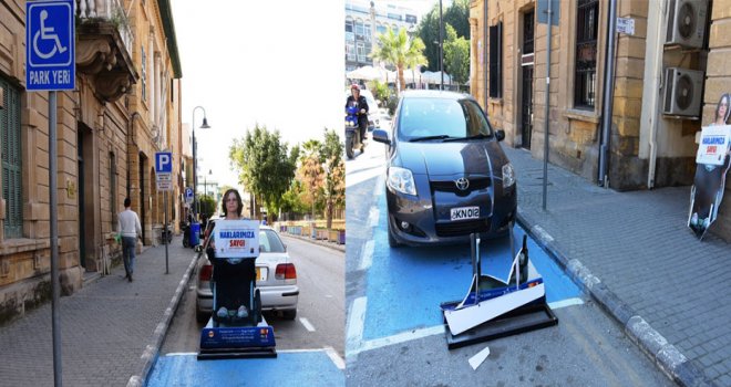 “Engel Değiliz” park yeri panolarına ikinci saldırı!