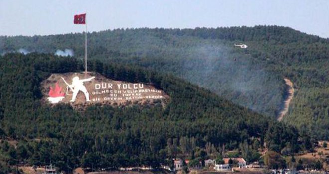 Gelibolu’da orman yangını, boğaz gemi geçişlerine kapatıldı
