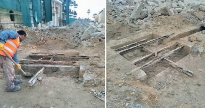 Girne Antik Limandaki çalışmalarda tren rayı bulundu