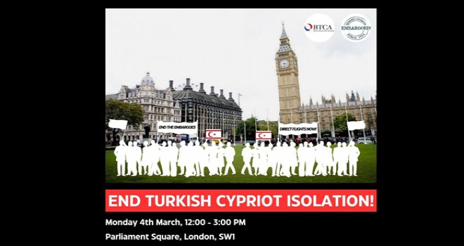 İngiltere'deki Kıbrıslı Türkler İngiliz Parlamentosu önünde ambargolara karşı protesto düzenleyecek