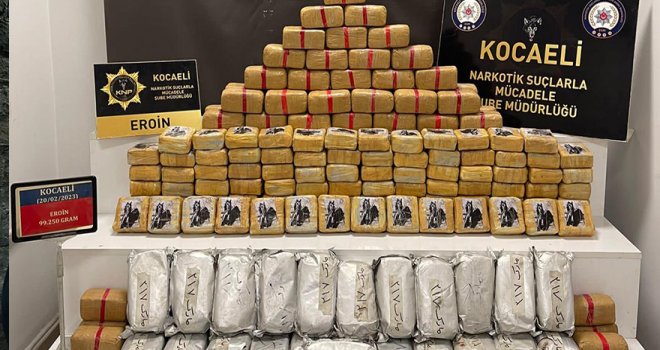 Kocaeli'de saman yüklü tırda 99 kilo 250 gram eroin ele geçirildi