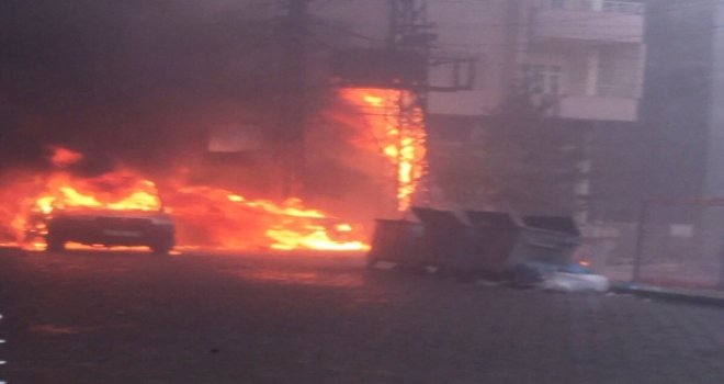 Lefkoşa'da araç yangını...