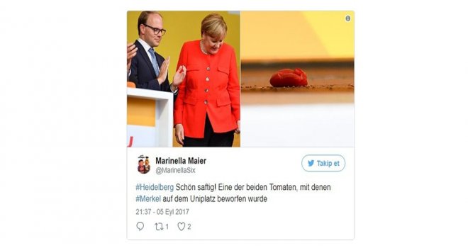 Merkel’e domatesli saldırı
