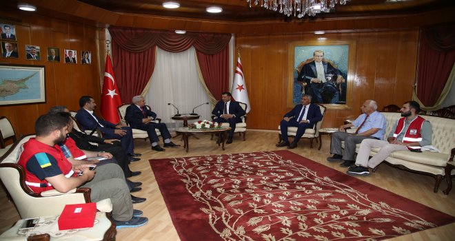 ÖZGÜRGÜN TÜRK KIZILAYI GENEL MERKEZİ YÖNETİM KURULU ÜYELERİ İLE KUZEY KIBRIS TÜRK KIZILAY DERNEĞİ YETKİLİLERİNDEN OLUŞAN HEYETİ KABUL ETTİ
