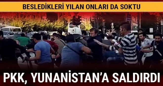 PKK'lı teröristler Yunan polisine saldırdı