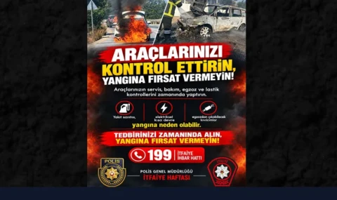 Polisten araç yangını sırasında yapılması gerekenlerle ilgili bilgilendirme